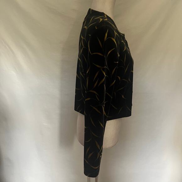 Vtg Casual Corner Annex 90s Velvet Crop Jacket Sz 6 Whimsigoth Gold Leaf Retro - Picture 4 of 12